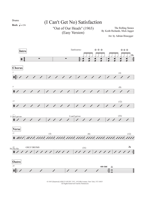 (i Can't Get No) Satisfaction (Arr. Adrian Bissegger) - The Rolling Stones (Drums)