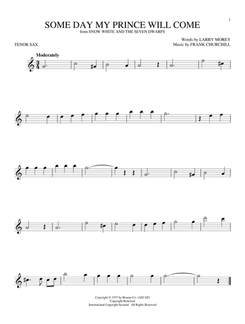Some Day My Prince Will Come (from Snow White And The Seven Dwarfs) - Adriana Caselotti (Tenor Sax Solo)