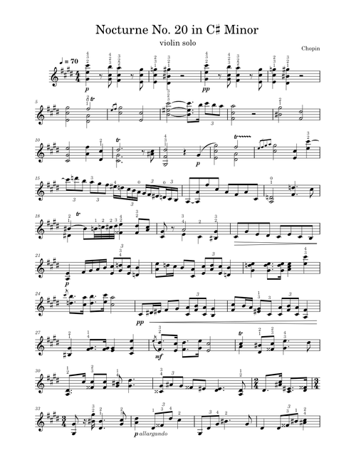 Nocturne No 20 in C sharp minor – Frédéric Chopin violin solo