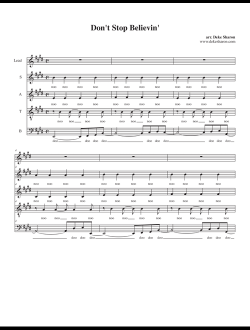 Don't Stop Believin' (Arr. Deke Sharon) - Glee Cast (Choral, SATB)