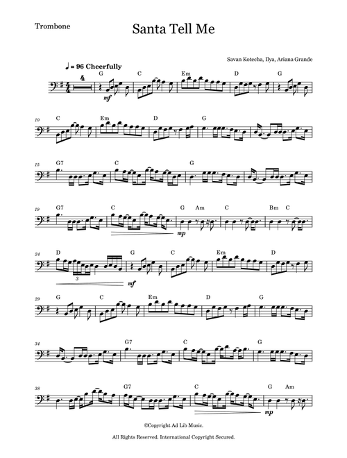 Santa Tell Me (Arr. Music Ad Lib) - Ariana Grande (Trombone Solo)