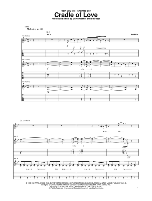 Cradle Of Love - Billy Idol (Guitar Tab)
