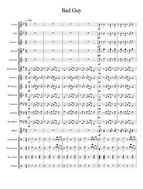 'Bad Guy' - Billie Eilish For Marching Band