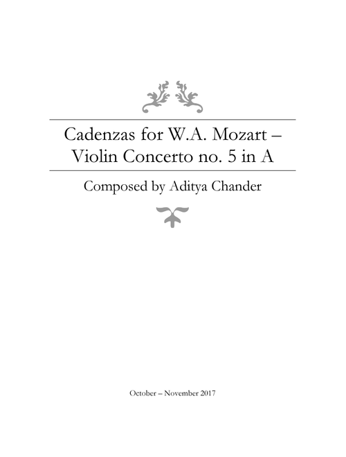 Mozart Violin Concerto no. 5 - Cadenzas - Aditya Chander (Violin Solo)