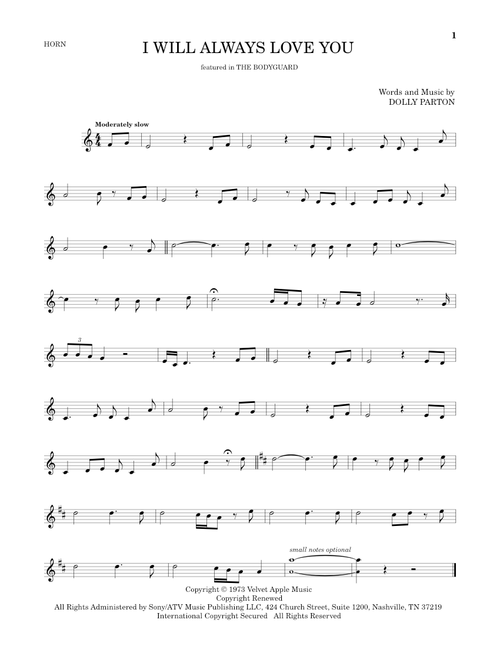 I Will Always Love You - Whitney Houston, Dolly Parton (French Horn Solo)