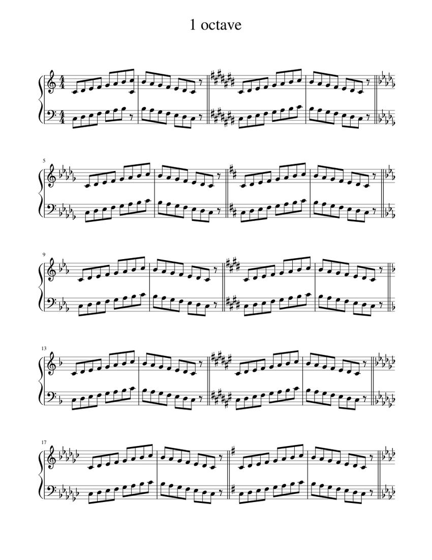 1 octave Sheet Music for Piano (Solo) easy | MuseScore.com