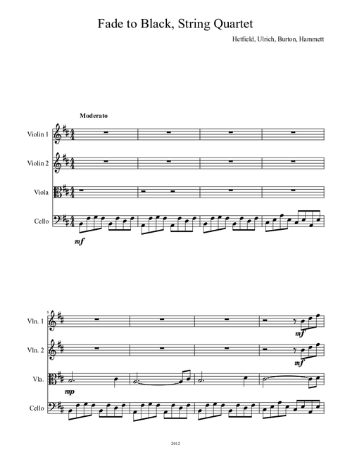 Fade to Black, String Quartet