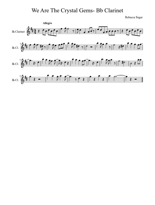 We Are The Crystal Gems- Bb Clarinet