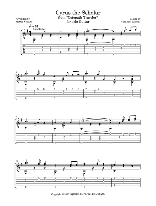 Cyrus, The Scholar (Arr. Mattia Vestuto) - Yasunori Nishiki (Guitar Tab)