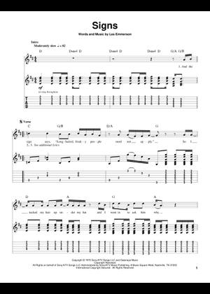 Play Official version of Signs Sheet Music by Tesla Five Man