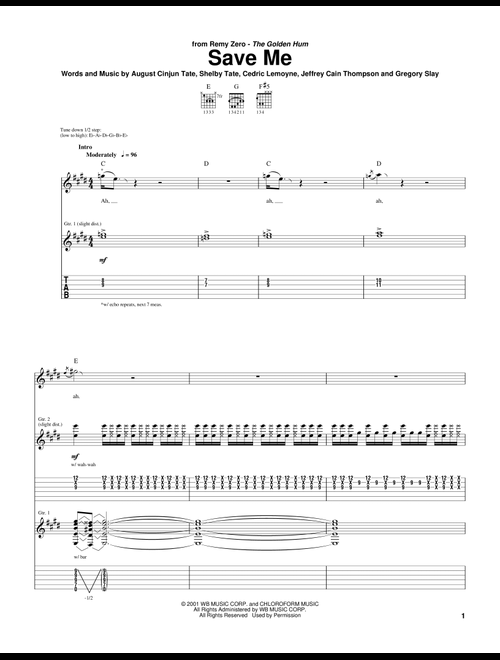 Save Me - Remy Zero (Guitar Tab)