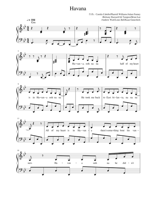 Havana (Arr. Camila Cabello) - Camila Cabello feat Young Thug (Piano Vocal)