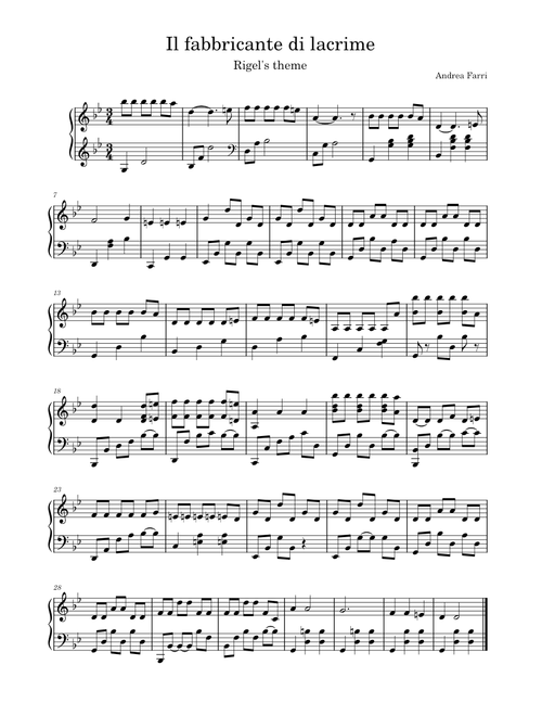 Il fabbricante di lacrime - Rigel's theme – Andrea Farri Il fabbricante di lacrime - Rigel's theme