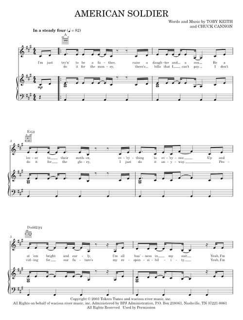 American soldier - Toby Keith (Piano-Vocal-Guitar)