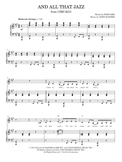 And All That Jazz - Kander & Ebb (Piano Vocal)