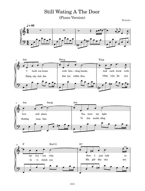 Still Wating A The Door PIANO – Ernesto