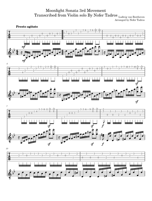 Moonlight Sonata 3rd Movement Guitar Tab