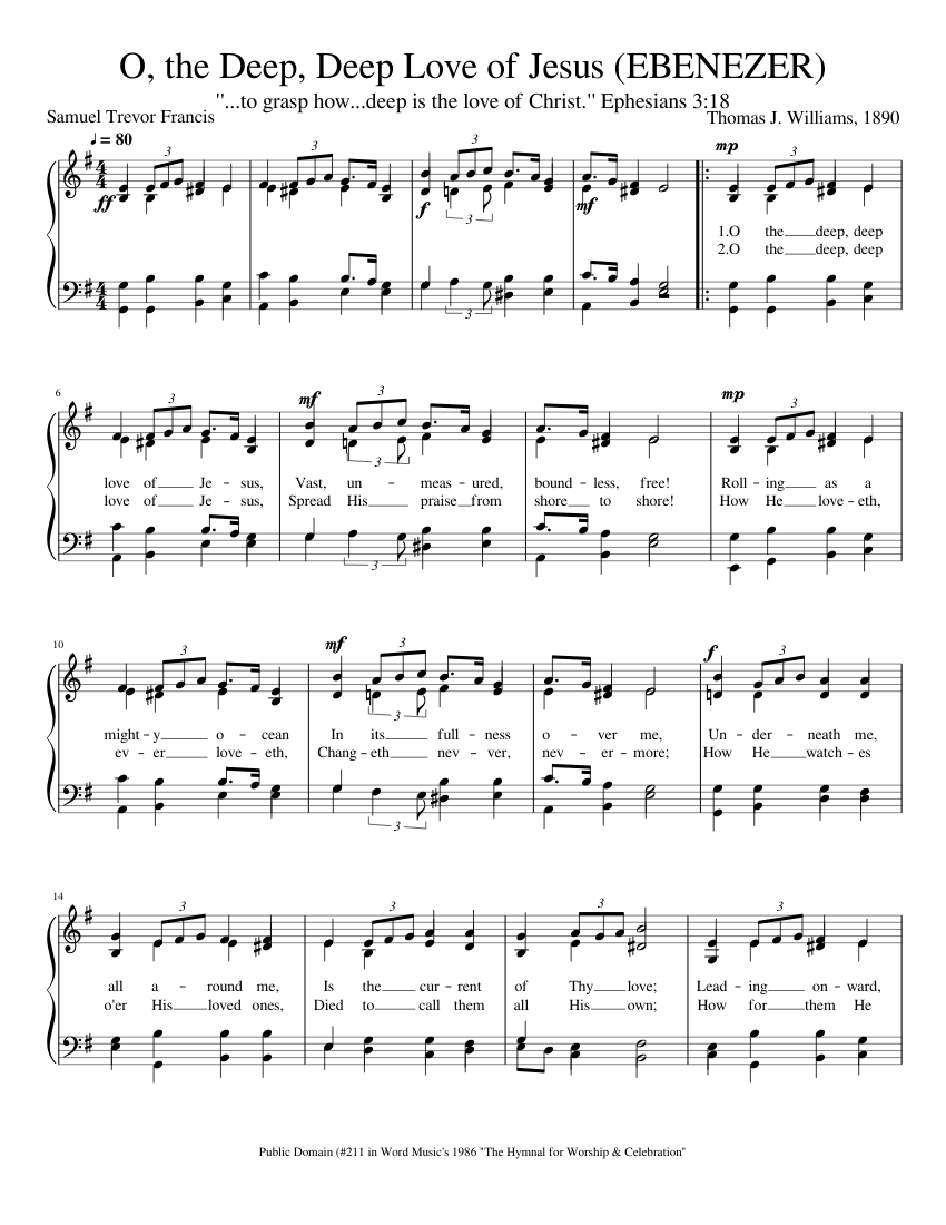 O, the Deep, Deep Love of Jesus (EBENEZER) Sheet Music for