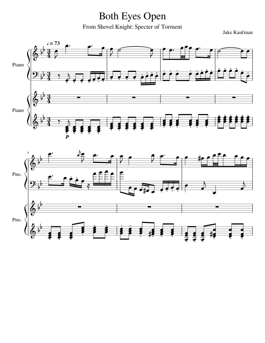 Both Eyes Open Shovel Knight Specter of Torment Sheet music