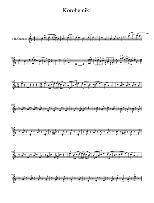 Korobeiniki 1 Clarinet