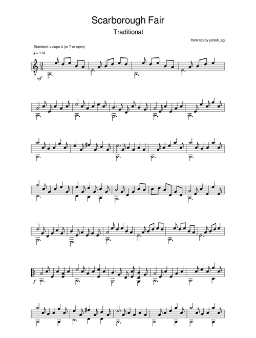 Scarborough Fair - Traditional - Solo Guitar