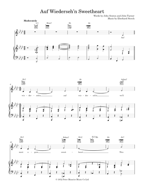 Auf Wiederseh'n Sweetheart - Vera Lynn (Piano-Voice-Guitar)