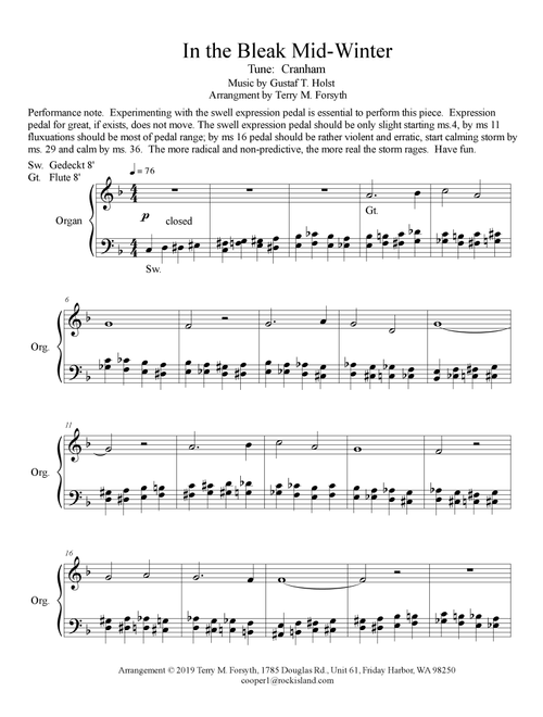 "In the Bleak Mid-Winter", organ solo (Arr. Terry M. Forsyth) - Gustaf T. Holst (Organ)