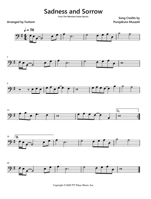 Sadness And Sorrow (Arr. Funtom) - Purojekuto Musashi (Cello Solo)
