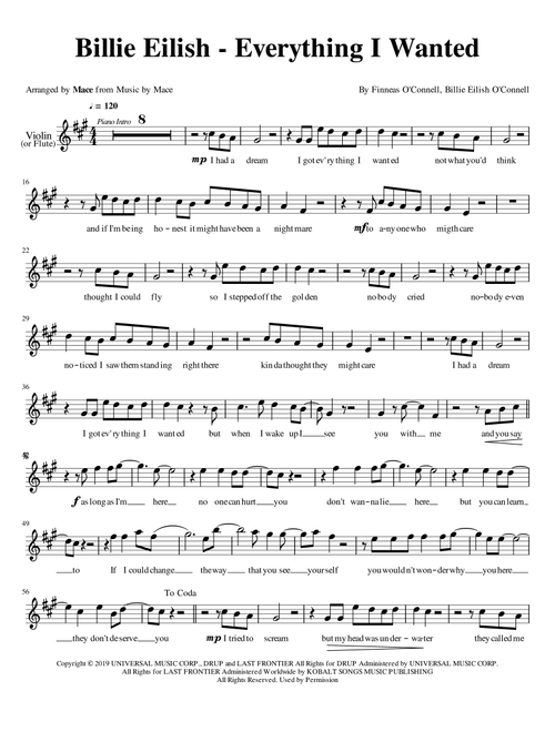 Everything I Wanted (Arr. Mace) - Billie Eilish (Instrumental Duet)