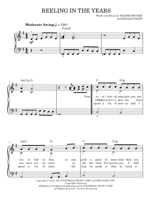 Reeling in the years - Steely Dan (Easy Piano)