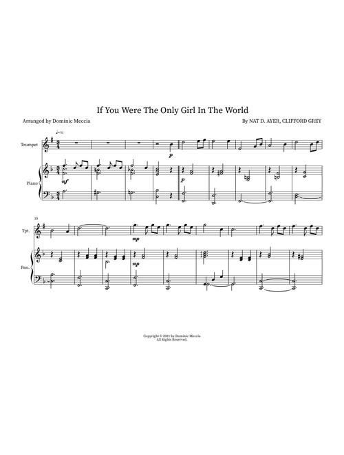 If You Were The Only Girl In The World (Arr. Dominic Meccia) - Clifford Grey (Instrumental Duet)