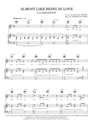 ボーカル ビッグバンド譜面：ALMOST LIKE BEING IN LOVE ボーカル