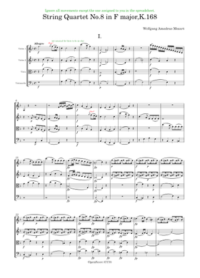 Free String Quartet No.8 In F Major, K.168 by Wolfgang Amadeus