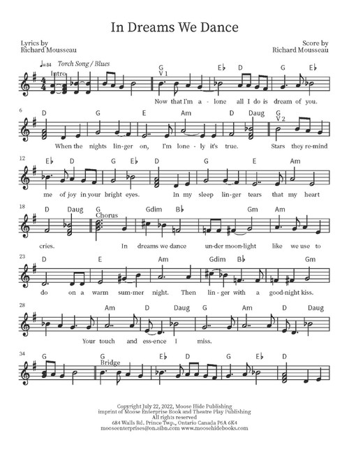 In Dreams We Dance (Arr. Richard Mousseau) - Rick Moose (Lead Sheet - Fake Book)