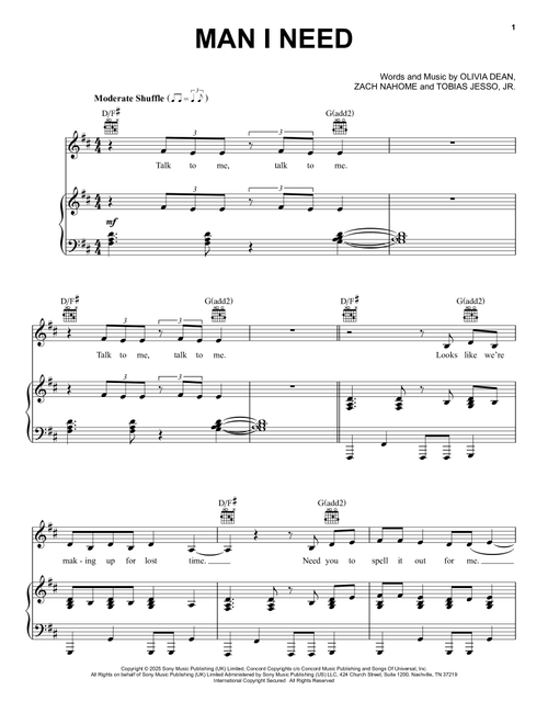 Man I Need - Olivia Dean (Piano-Vocal-Guitar)