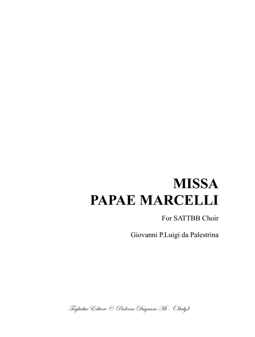 MISSA PAPAE MARCELLI - For SATTBB Choir - Palestrina - Giovanni P.Luigi da Palestrina (Choral, TTBB)