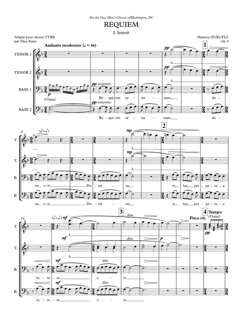 Requiem Op. 9 (Arr. Thea Kano) - Various Artists (Choral, TTBB)