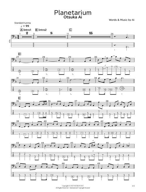 Planetarium (Arr. bassscore.masspro) - Ai (Bass Tab)