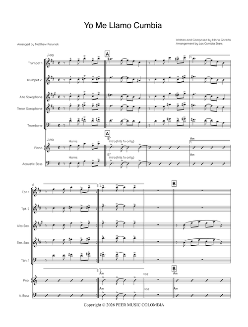 Yo Me Llamo Cumbia (Arr. Matthew Parunak) - Mario Garena (Jazz Combo)