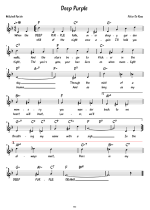 Deep Purple Sheet Music with Chords for Piano (Solo) easy