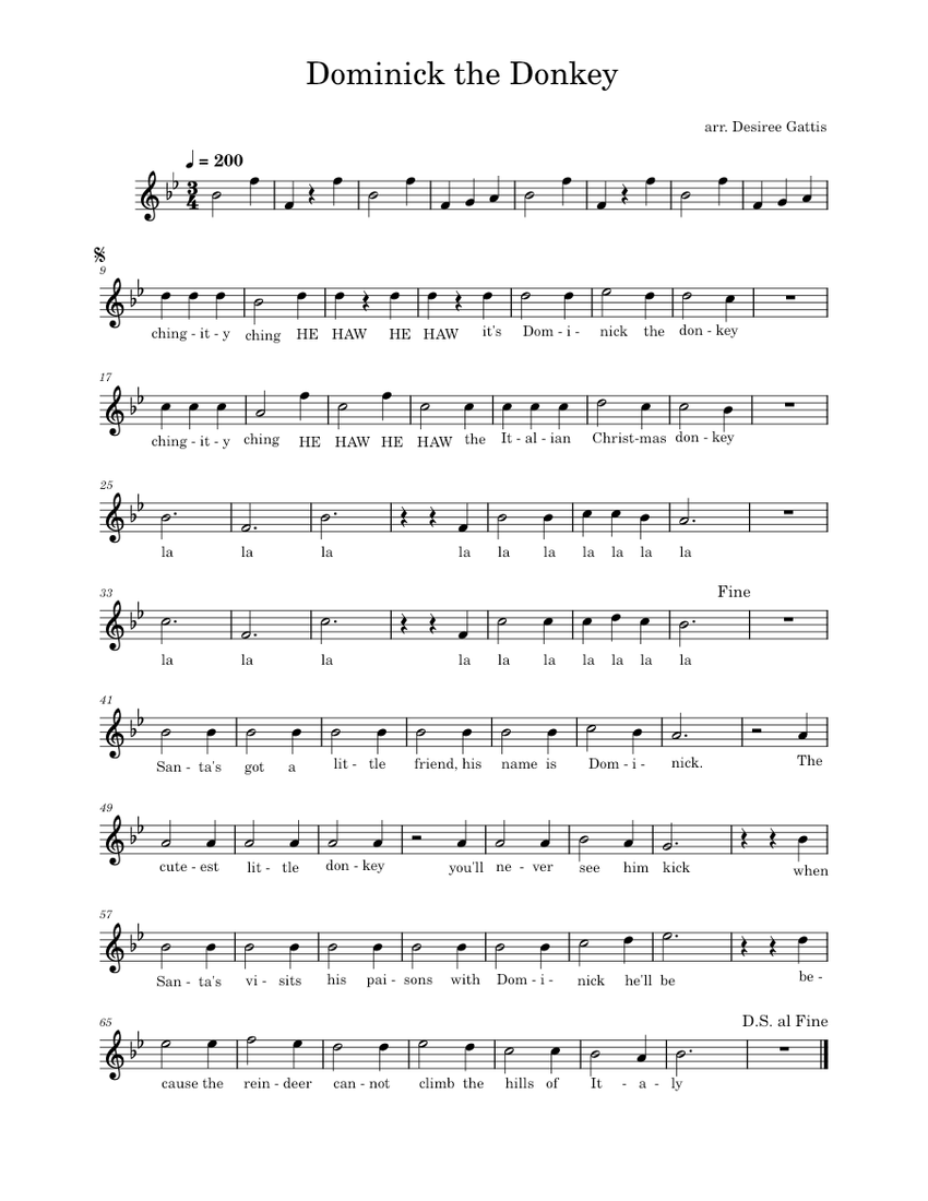 Dominick the donkey Lou Monte Sheet music for Piano (Solo