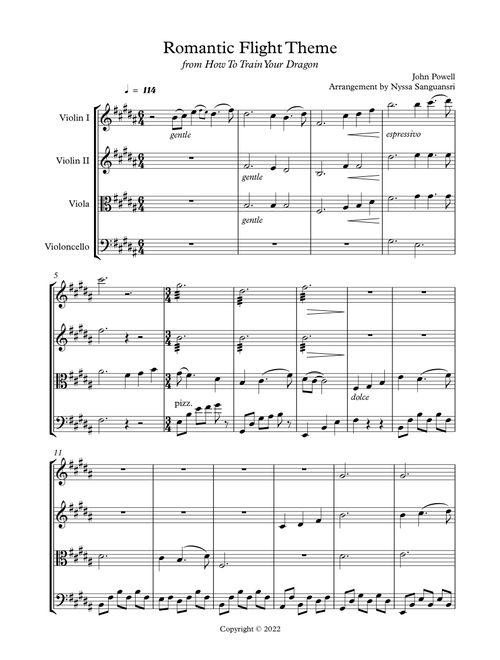 Romantic Flight (Arr. Nyssa Sanguansri) - Various (String Quartet)
