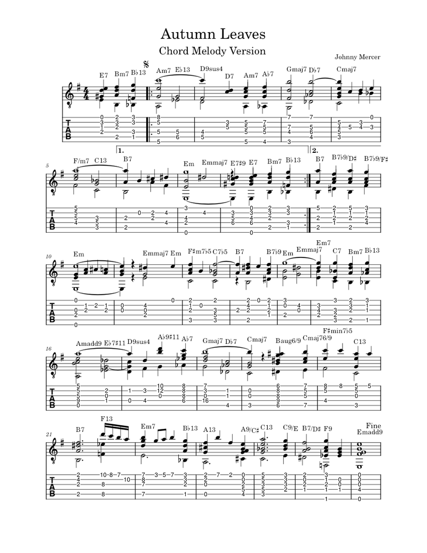 Jazz guitar autumn leaves hot sale