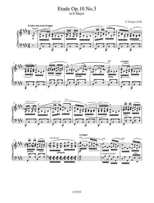 Etude Op.10 No.3 E Major "Tristesse" - Chopin