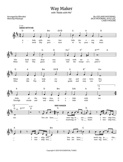 Way Maker (Arr. Blended Worship Mashups) - Leeland (Lead Sheet - Fake Book)