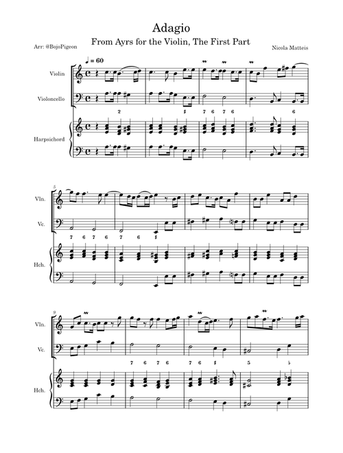 Ayrs for the Violin : The first Part : Adagio – Nicola Matteis