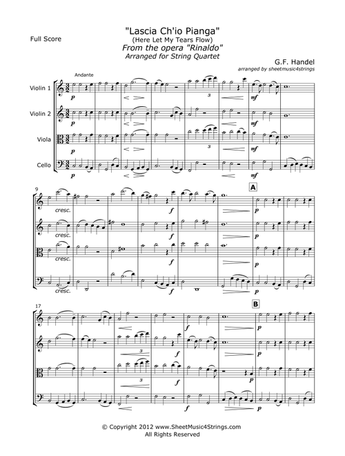 Handel, G. - Rinaldo for String Quartet (Arr. Linda M. Scott) - G. Handel (String Quartet)