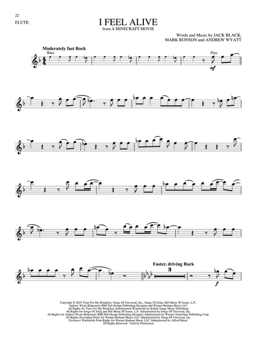I Feel Alive (from A Minecraft Movie) - Jack Black (Flute Solo)