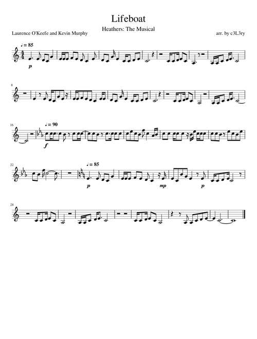 Lifeboat - Heathers: The Musical || Bb Clarinet
