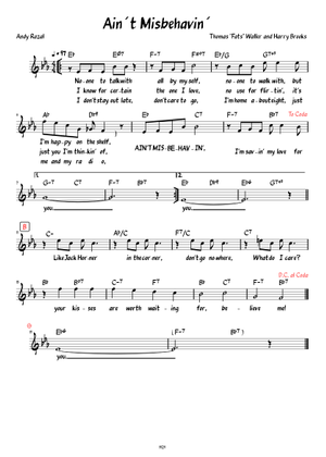 Play Official version of Ain't Misbehavin' Sheet Music by Thomas